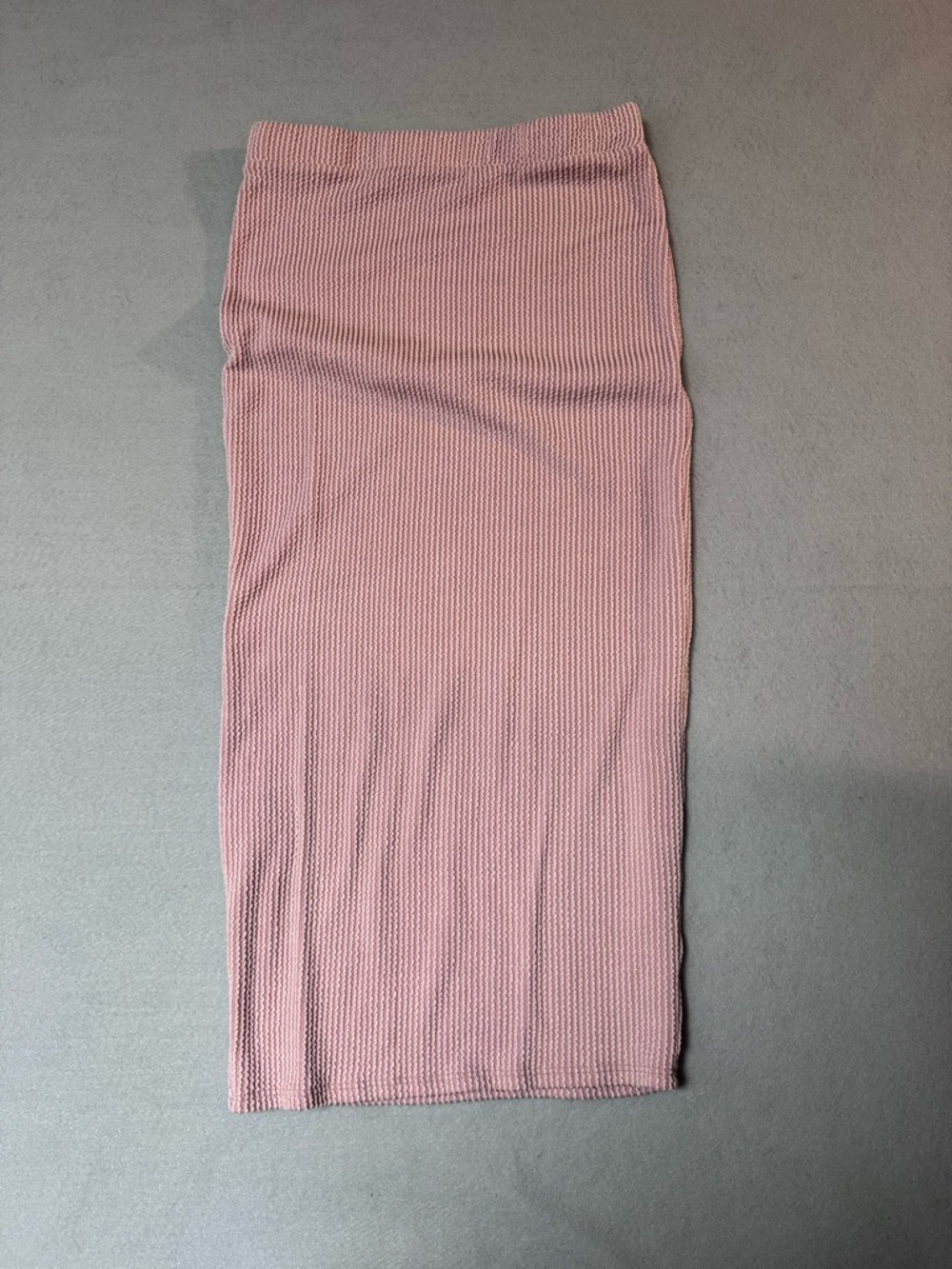 21 Saints Ribbed Midi Pencil Skirt in Dusty Pink